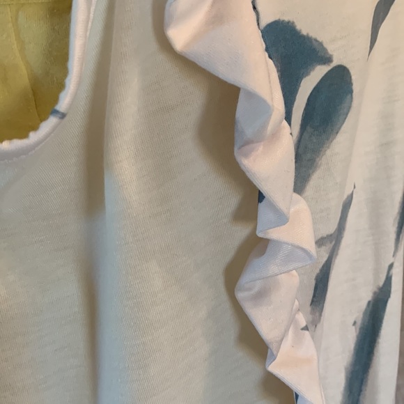 Sleeveless Ruffled Top, size 2XL, white and bluish/green NWT - Picture 5 of 14